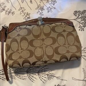 Coach Signature Brown and Tan Clutch